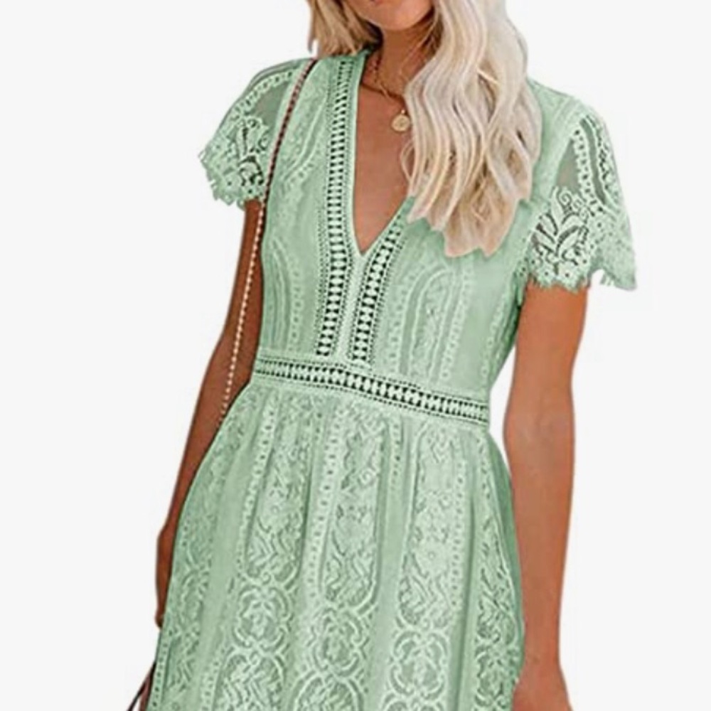 NWTShort Sleeve Floral Lace Wedding Dress Bridesmaid Cocktail Party MaxiDress
